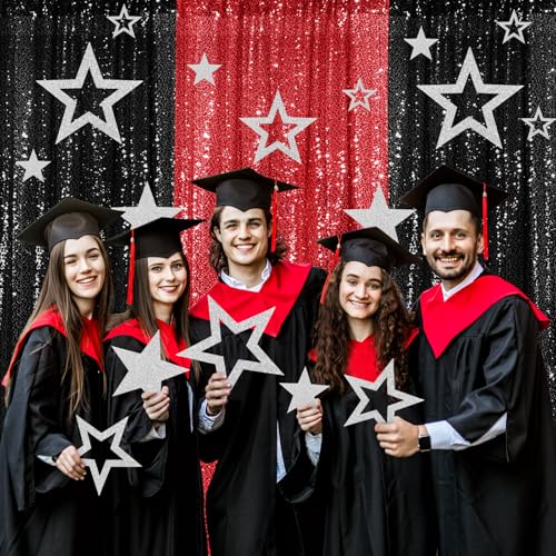 30 Pcs Silver Star Cutouts for Graduation & Party Decor