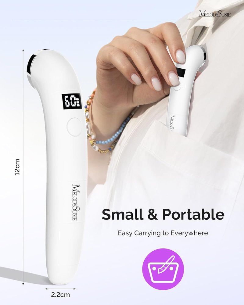 Ergonomic Handheld Cordless UV Nail Lamp - LCD Display, 2 Timers | Rechargeable Mini UV LED Light for Soft Gels & Rhinestone Glue