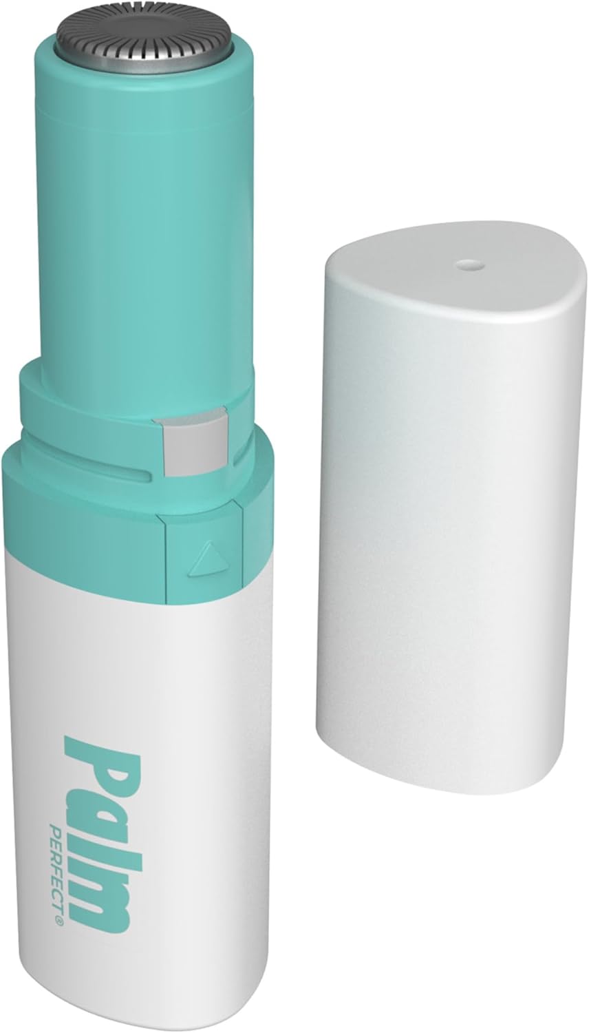 PalmPerfect Facial Hair Remover for Women - Portable Lipstick-Sized Shaver with LED Light | Painless Dual-Track Blade for Upper Lip, Cheeks, Forehead