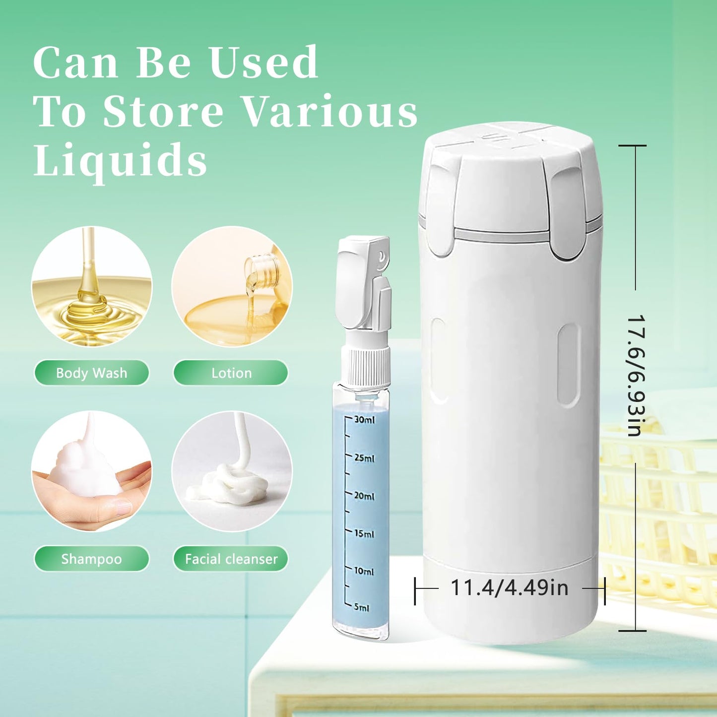 Kaminii 4 in 1 travel bottle,Travel Bottles for Toiletries,Refillable, Leak Proof and Portable,Suitable for Storing Shampoo, Shower Gel, Laundry Detergent, Suitable for Travel, Camping and Gym (Gray)