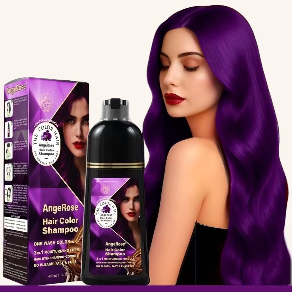 Hair Dye Shampoo 3 in 1 - Instant Herbal Formula for Gray Coverage | Long-Lasting Chestnut Brown, 400 ML