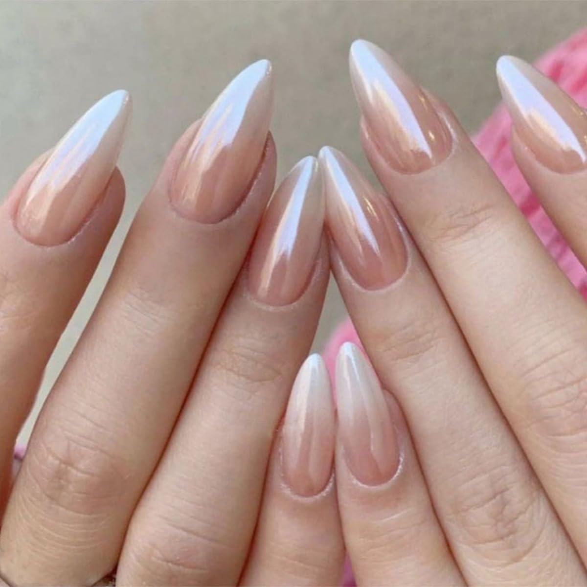 Press On Nails - Orange Almond Shape with Gold Glitter Swirl | 24 Pcs Acrylic Fake Nails for Women