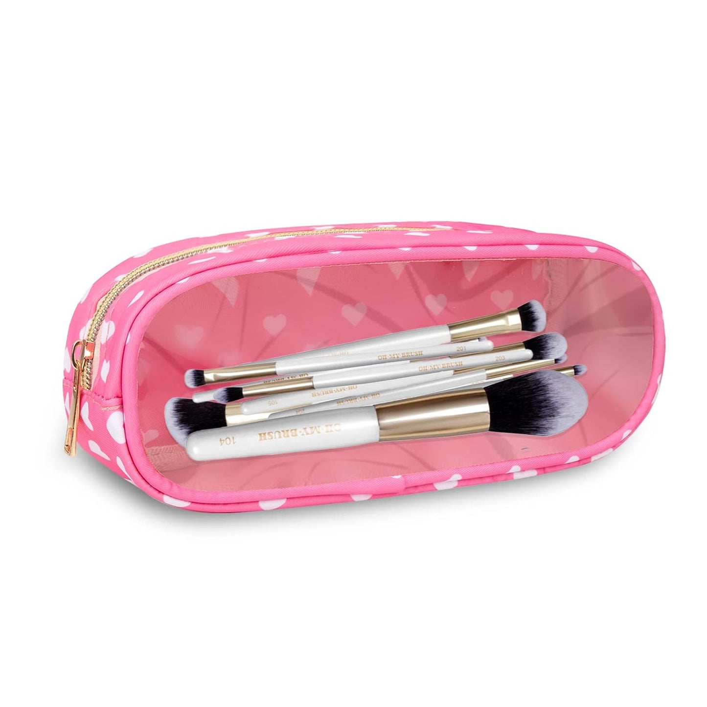 Waterproof Mini Floral Makeup Bag - Nylon Travel Pouch for Women | Cute Zipper Toiletry Organizer (Mini White-Flowers)