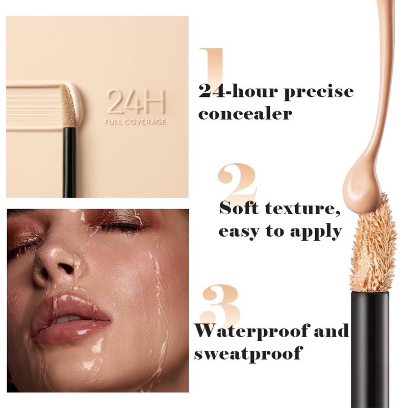 Liquid Concealer for Older Women - Full Coverage Under Eye Brightener | Lightweight, Waterproof, Vegan - 09 Cappuccino