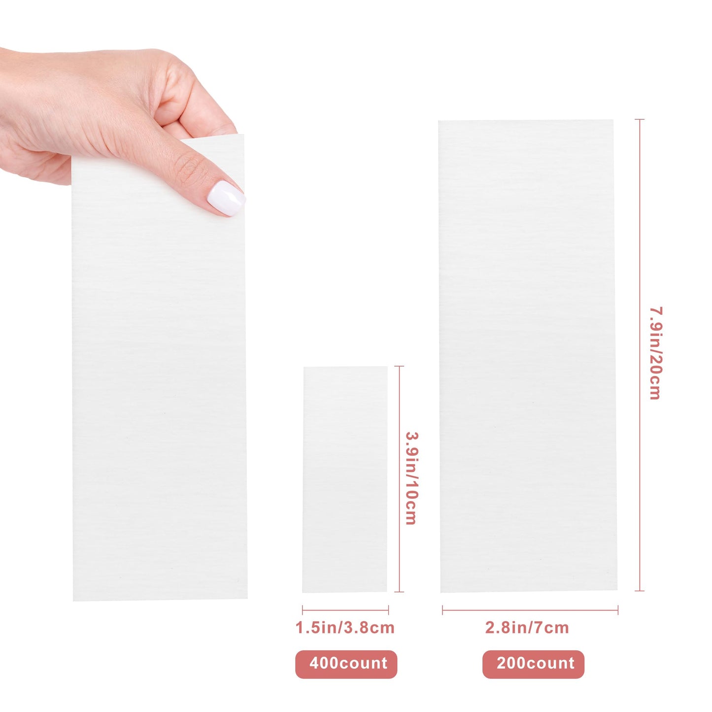 600-Count Non Woven Wax Strips, 2 Size Body and Facial Epilating Wax Strips Paper for Hair Removal, Beauty Waxing Strips for Leg Face Chest Back and Bikini