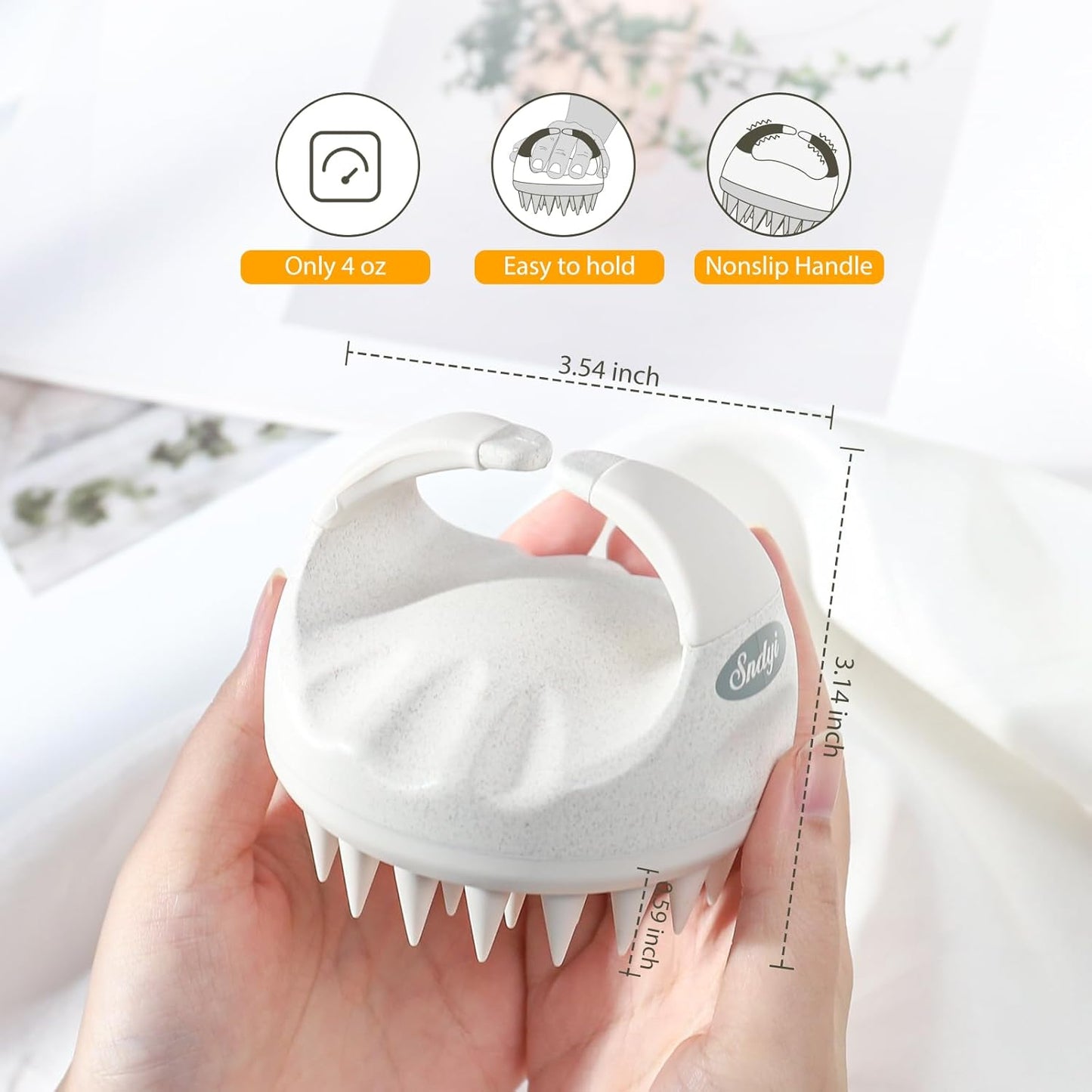 Soft Silicone Scalp Massager for Dandruff Removal & Hair Growth | Exfoliating Brush - Beige