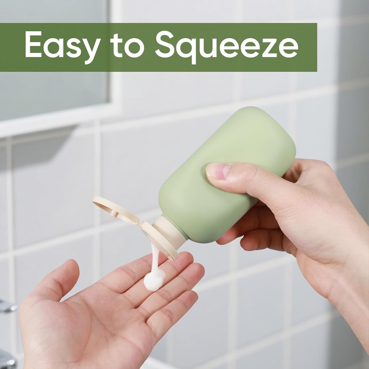 Travel Bottles for Toiletries - Leak Proof Refillable Squeeze Containers | 6.6oz, Green, 4 Pcs