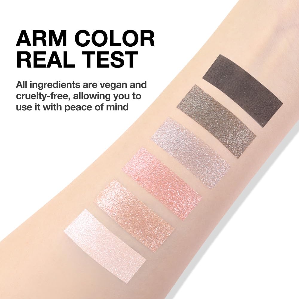 HHLTOH 6 Colors Eyeshadow Palette for Mature Skin, Highly Pigmented Smooth Blendable Eye Shadow, Neutral Matte & Shimmer Glitter Shades for Everyday Makeup, Waterproof, Vegan & Cruelty-Free, 03