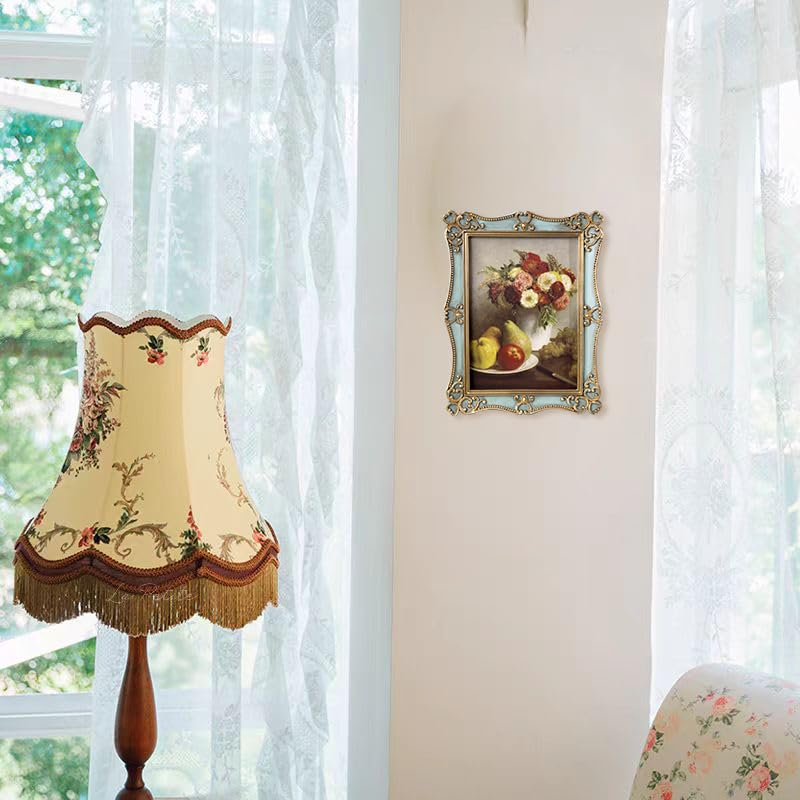 Vintage Sea Foam Green Picture Frame with Gold Floral Relief