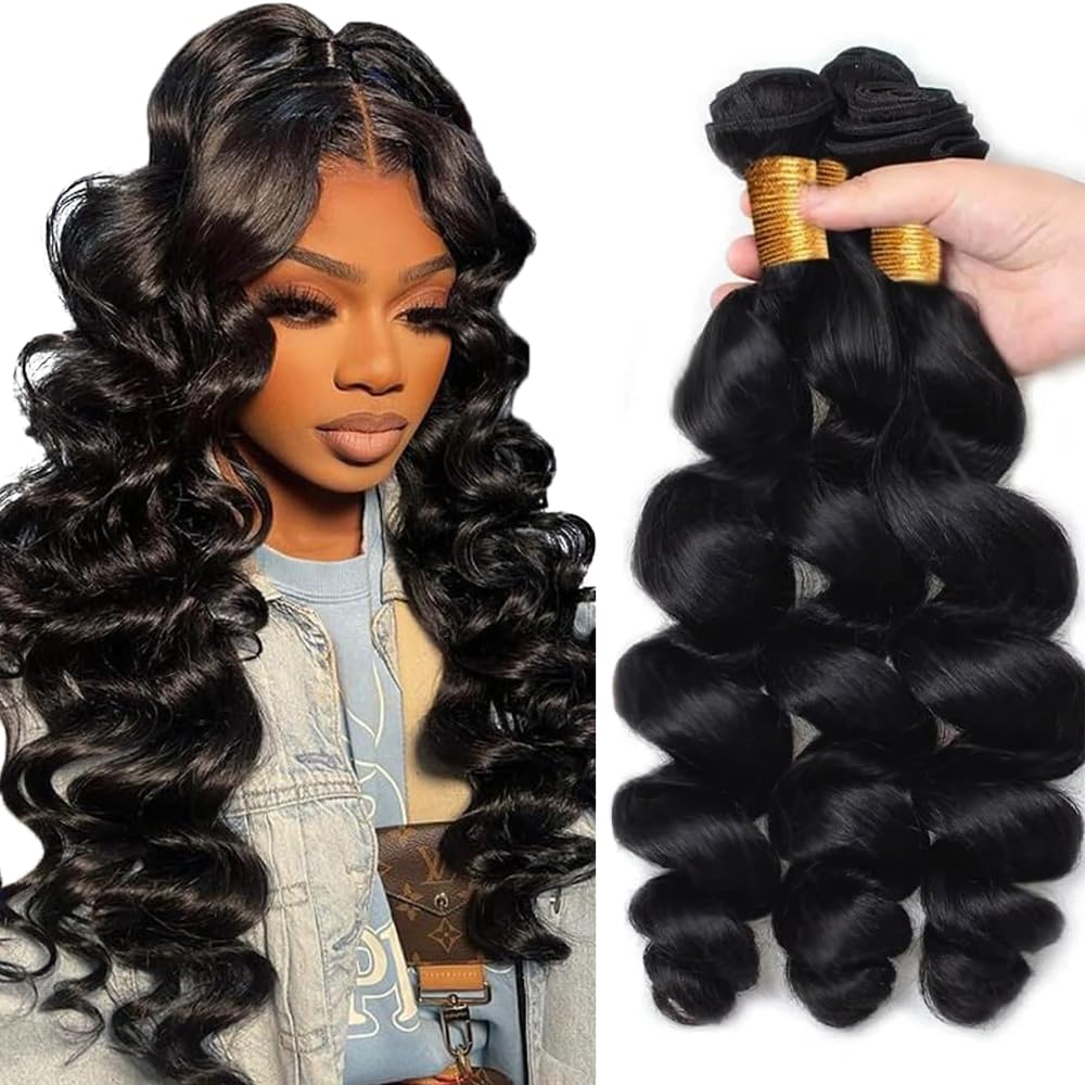 Loose Wave Bundles Human Hair Loose Body Wave Bundles Deep Wave Bundle 20 22 24 inch Natural Black Body Wave Bundle