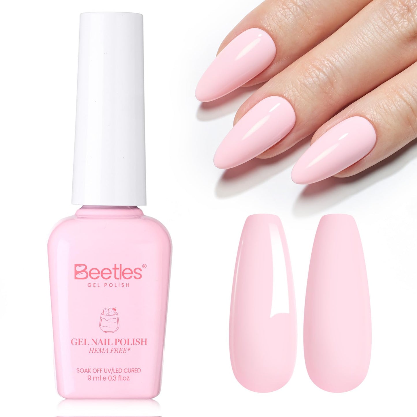 Beetles Pink Gel Polish, Strawberry Milk, Light Pink Gel Nail Polish