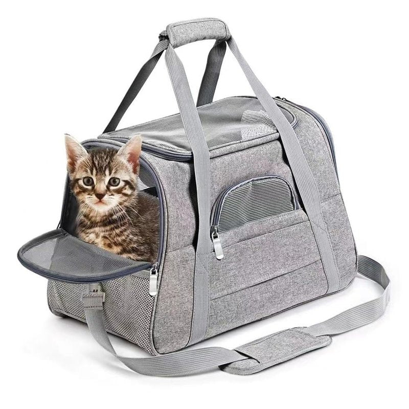 Cat Dog Carrier, Pet Travel Carrier for Small Dogs, Cat Carrying Case Collapsible Dog Carrier, Foldable Soft Sided Animal Carriers Puppy Carry (Black)