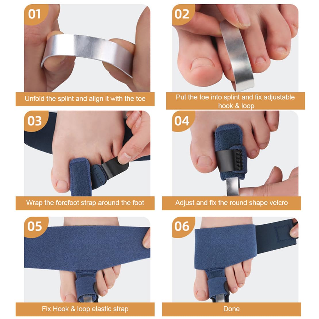 YJWZWE Toe Splints for Straightening Hammertoes Toe Brace Toe Straightener Toe Straps for Women Men Broken Toe Curled Toes Pain and Support 2Pcs
