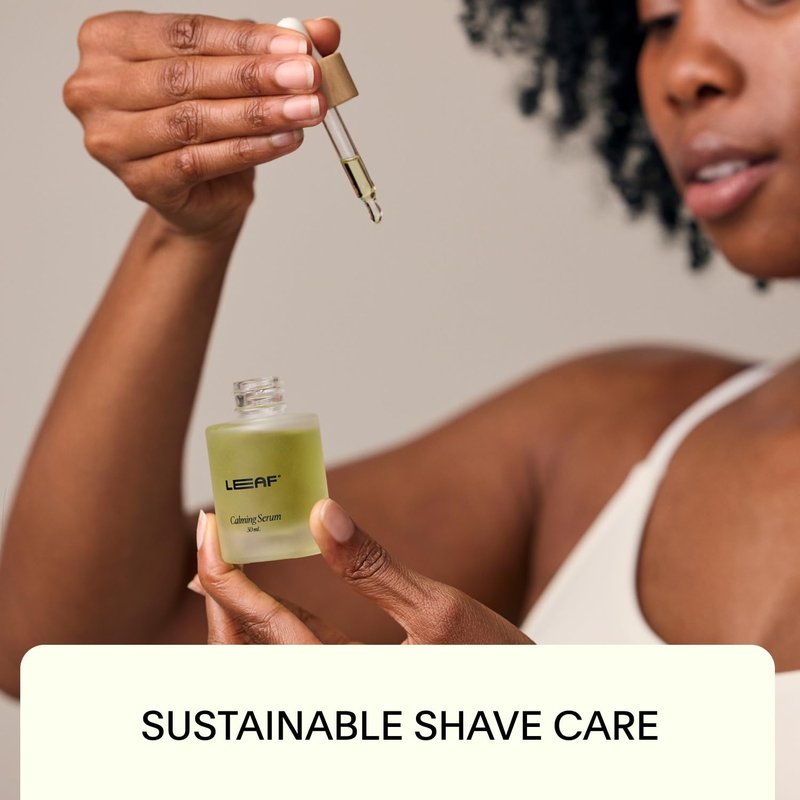 Leaf Shave | Leaf Care Set - Includes Shave Oil (1.7 fl oz) and Calming Serum (1 fl oz), Reusable Glass Bottles for Pre- and Post-Shave Skin Care