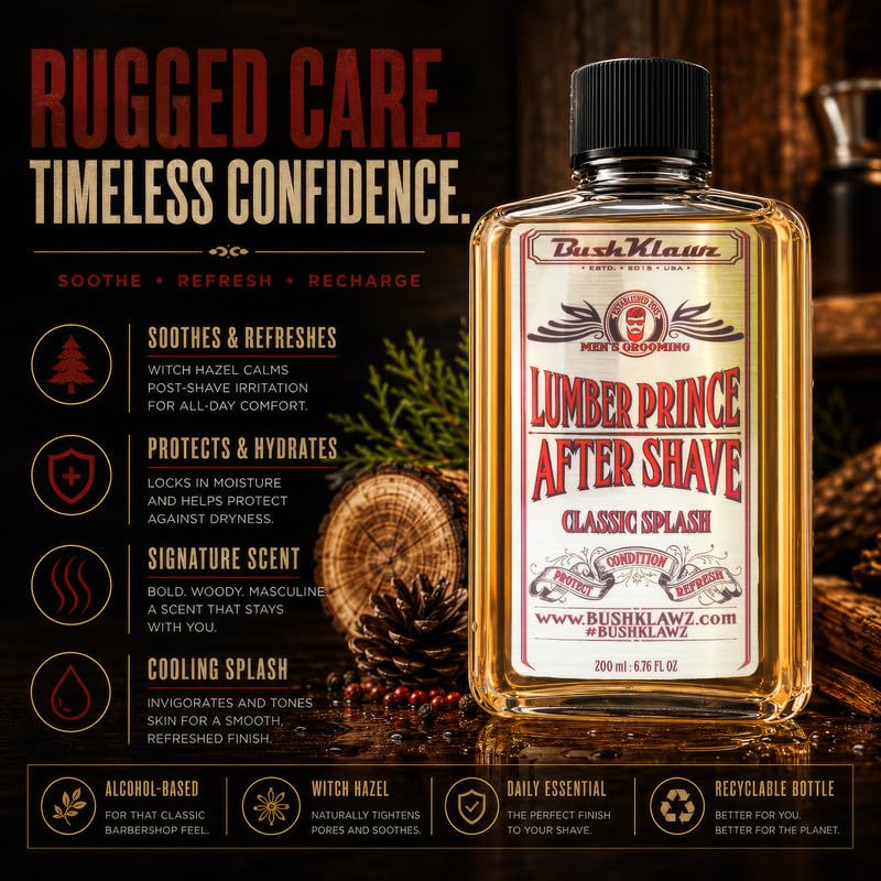 BushKlawz Lumber Aftershave Splash with Witch Hazel - 200ml