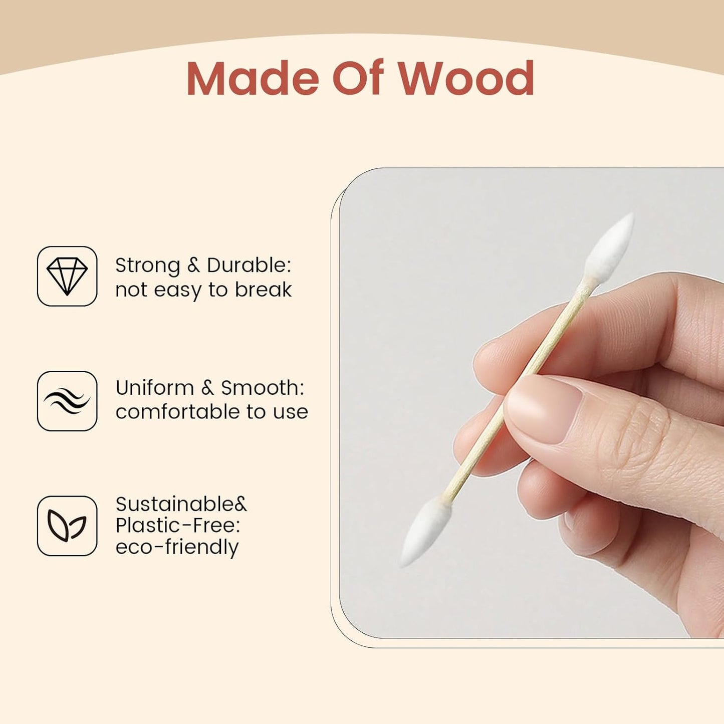 Pointed Cotton Swabs - 1200 Count Precision Tips with Bamboo Sticks | Ideal for Makeup, Nail Care & Crafts