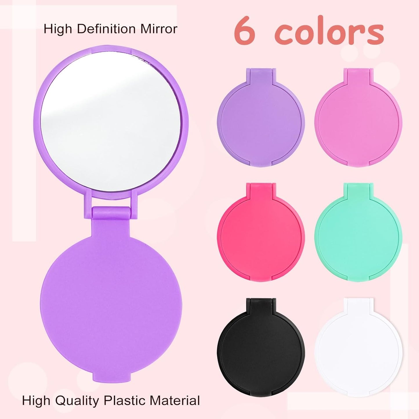 Compact Pocket Mirror Set - 6 Color Mini Folding Mirrors for Travel | 24-Pack Exquisite Design