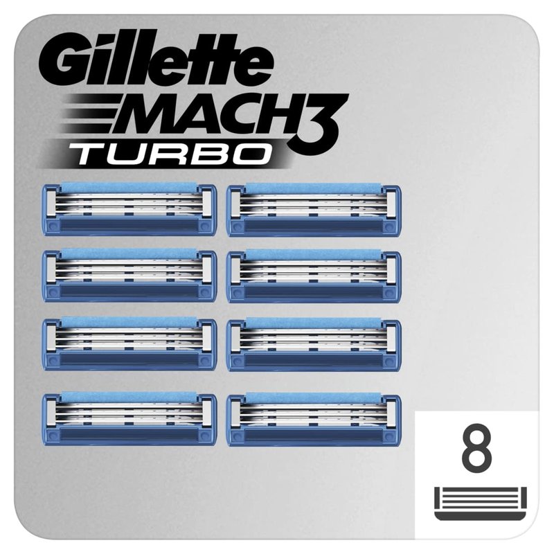 Gillette Mach3 Turbo Men's Razor Replacement Blade Designed with Precision Cut Steel to Last 15 Shaves per Sheet 8