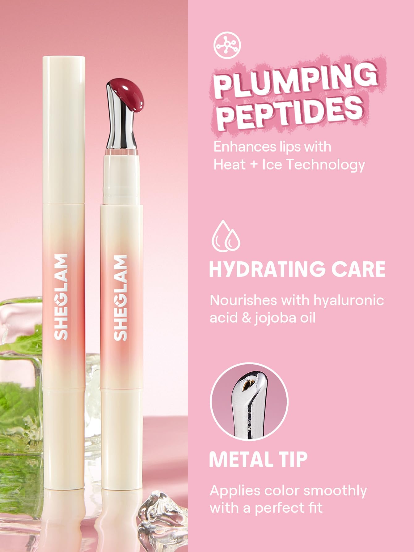 SHEGLAM Hydrating Lip Gloss Cruelty-Free Plumping Peptides-Berry Spritz