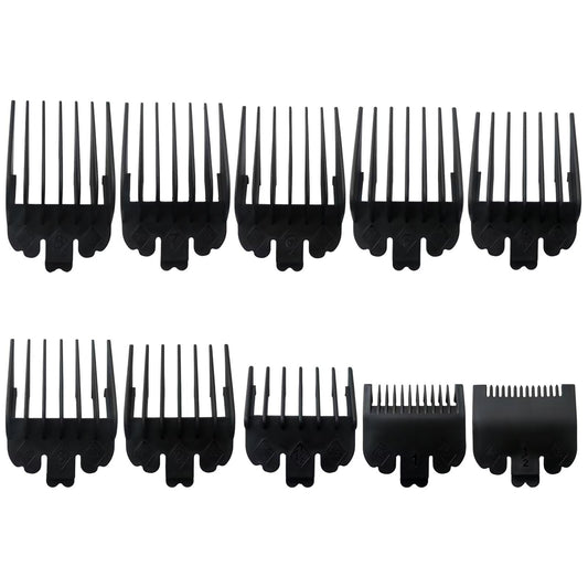 Qblahip 10-Pack Black Clipper Guards for Ba-BylissPRO Barberology FX870, FX890, FX825, and FX673 Clippers, for Ba-Byliss Clipper Guards - Cutting Lengths 1/16-1 inch Attachment Combs Set