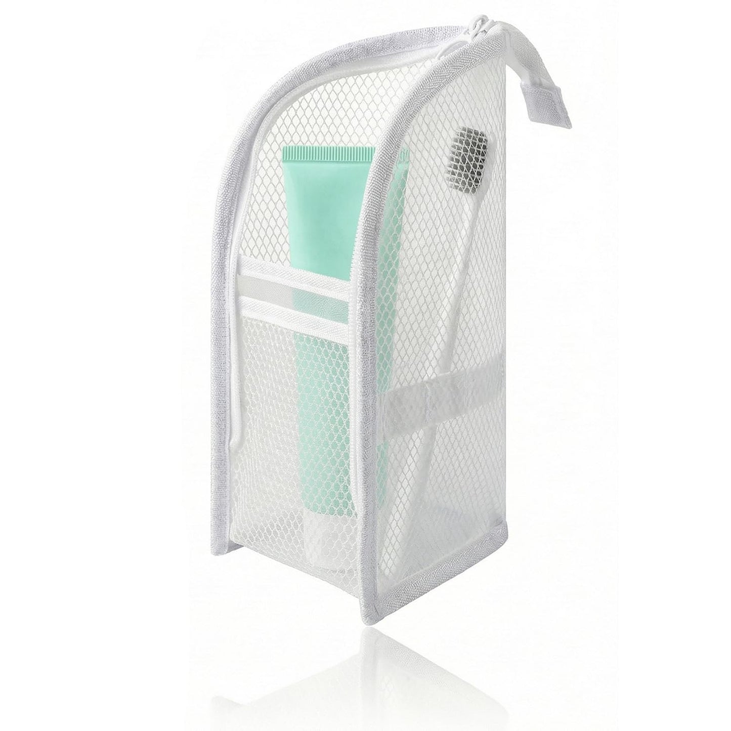 Standing Toiletry Bag, Portable Lightweight Travel Toiletry Bag, Mesh Large Capacity Cosmetic Waterproof Bag,Foldable Clear Hanging Travel Toiletry Bag Cosmetic Organiser Storage(White)