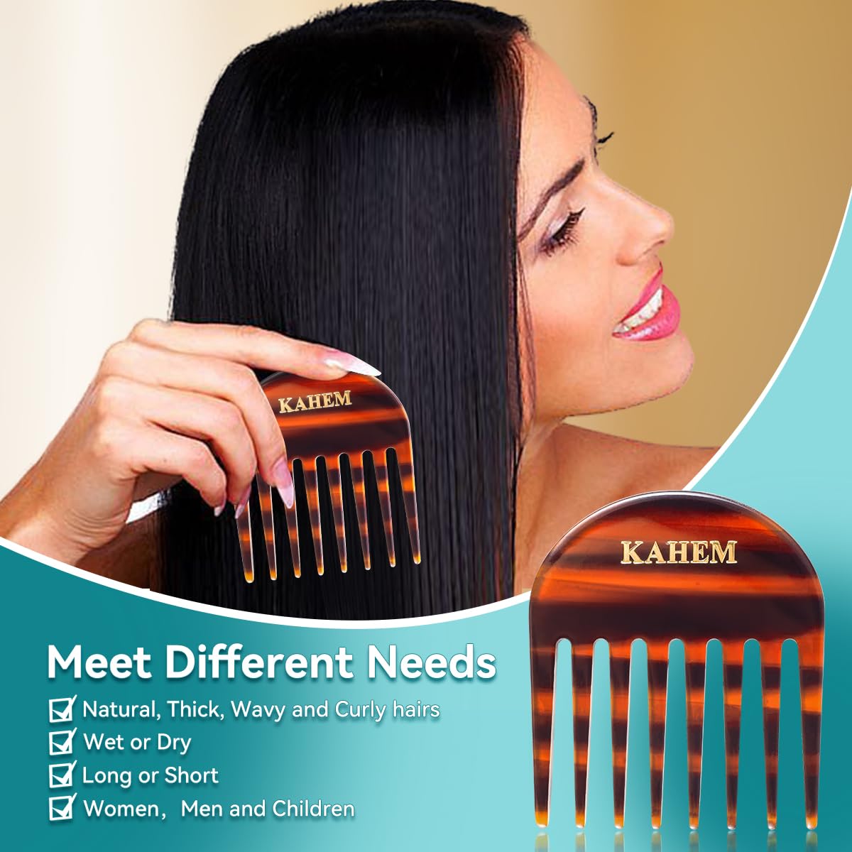 Handmade Wide Tooth Comb for Curly Hair - Daily Detangler for Long & Short Hair | Pocket Size, 3.14 Inch