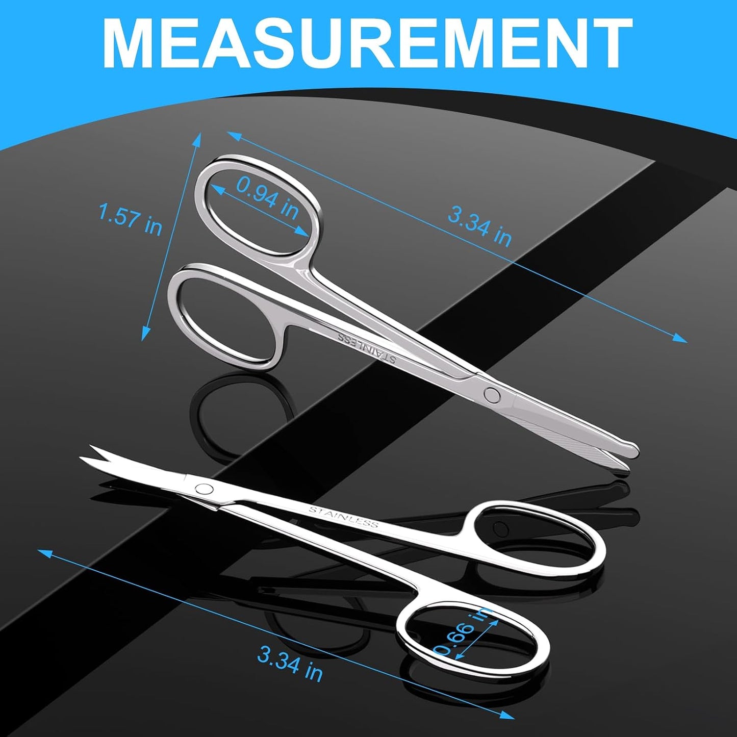 Facial Hair Trimming Scissors Set - Curved & Rounded Safety Tip | 2-Piece for Eyebrows, Nose, Beard, & More