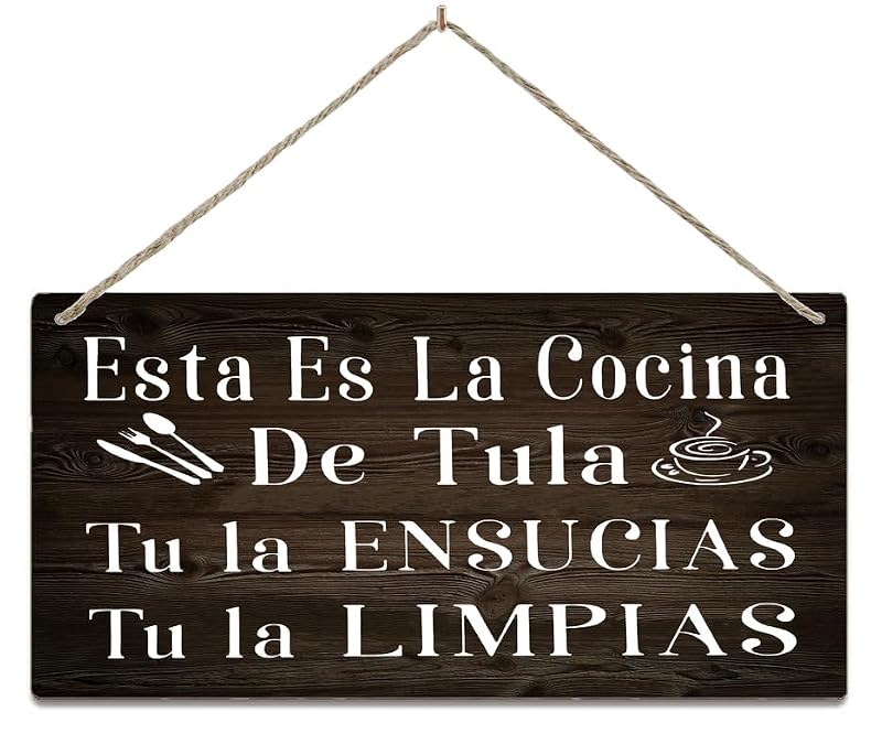 Rustic Wooden Kitchen Sign - Esta Es La Cocina De Tula 12x6
