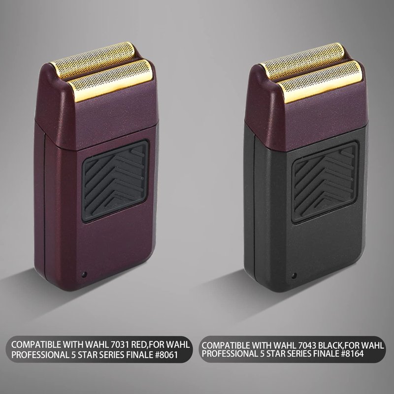 2 pcs Professional 5 Star Series Finale Shaver Shaper Replacement Super Close Gold Foil and Cutter Bar Assembly Compatible with Wahl Shaver Foil Model 7043-100,7031-100(Red)