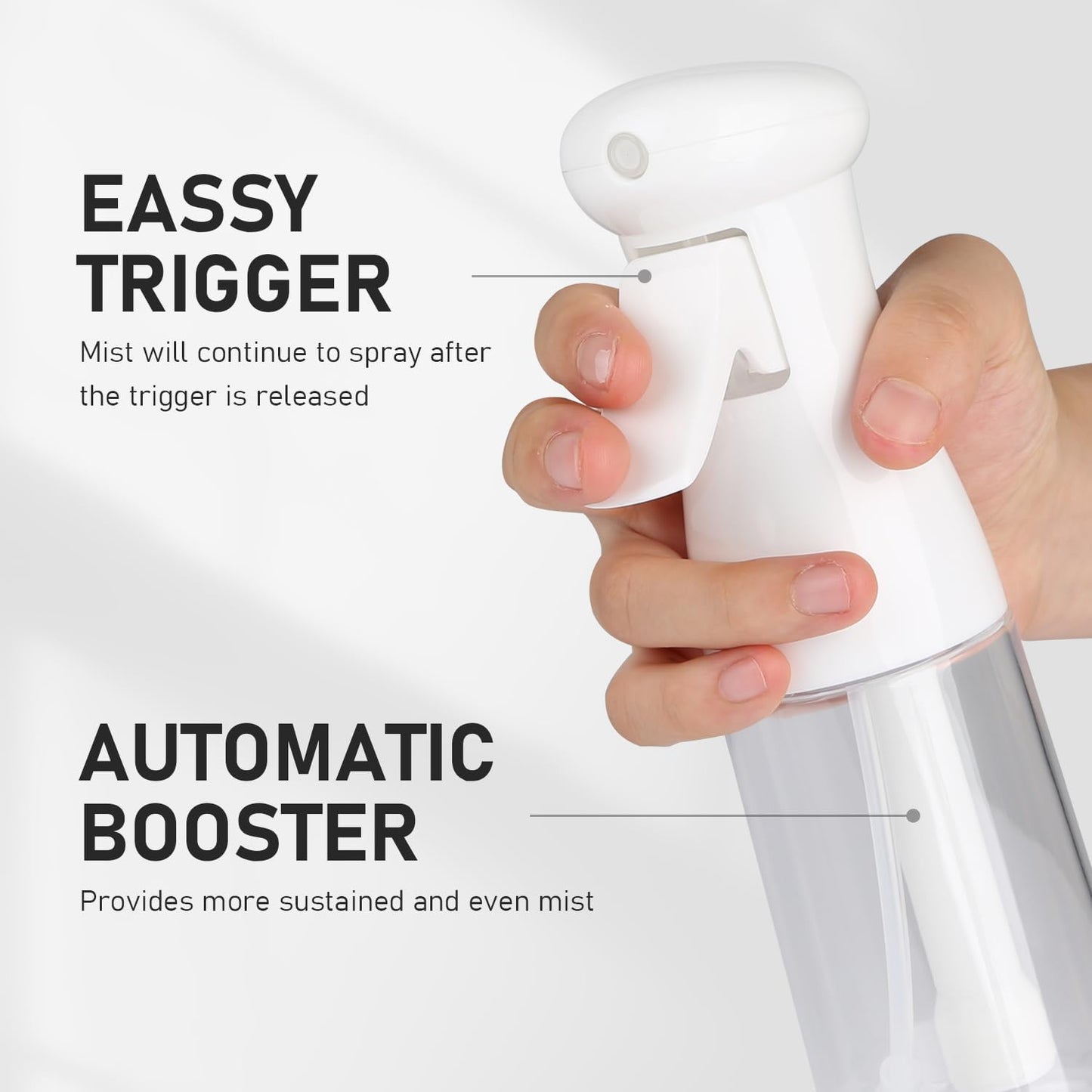 Continuous Mister Spray Bottle for Hair - Ultra Fine Mist Water Sprayer for Hairstyling, Cleaning, Plants | 2 Pack, 6.8 OZ