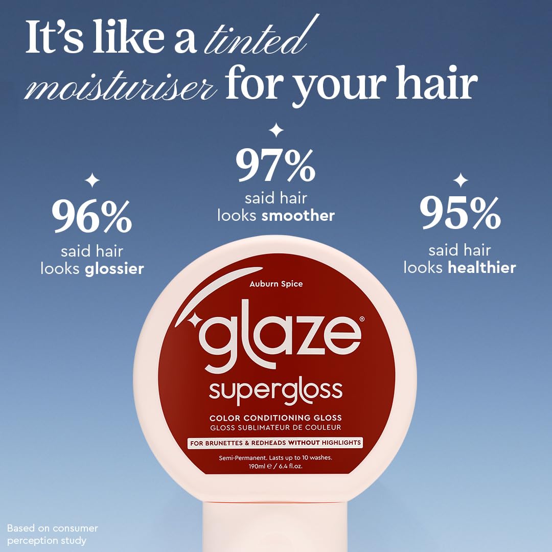 Glaze Color Conditioning Gloss - Tinted Moisturizer for Brown or Red Hair, Boosts Color and Shine, Repairs Damage - Auburn Spice, 6.4 oz