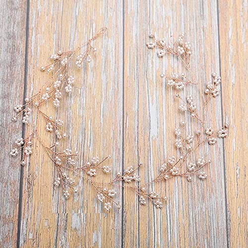 Rose Gold Baby's Breath Hair Vine - Bridal Hairpiece & Accessories