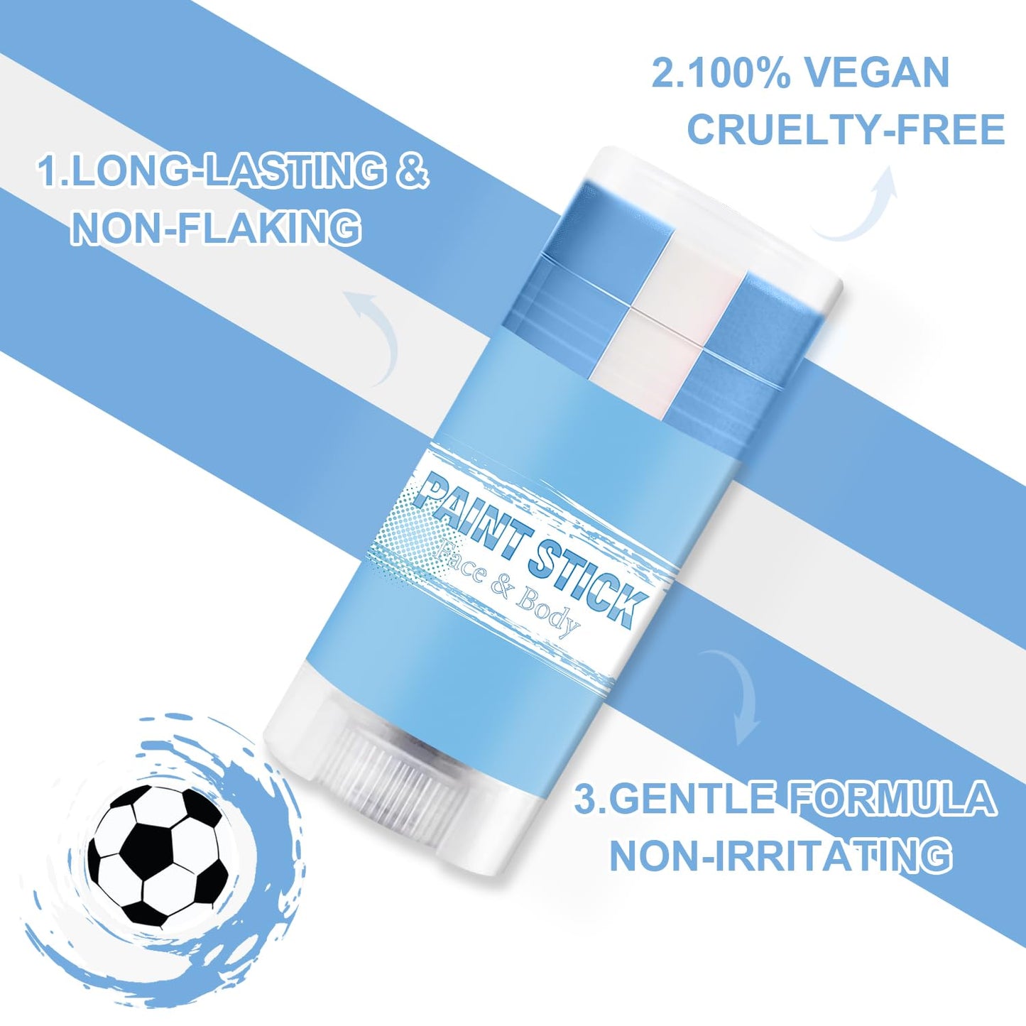 Argentina Face Paint Stick - Blue & White Makeup for 2026 World Cup | Sports Eye Black Stick