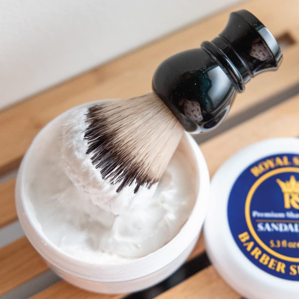 Premium Sandalwood Shaving Cream by Royal Shave, 5.3 fl oz (Made in UK) WHITE JAR