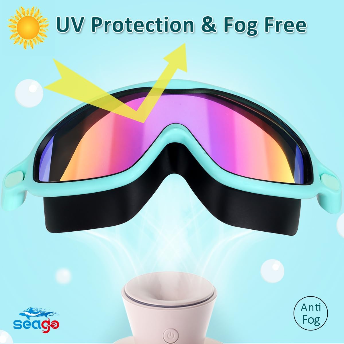 Swim Goggles for Kids 3-14 - Anti-Fog, Anti-UV, Wide View | 2 Pack