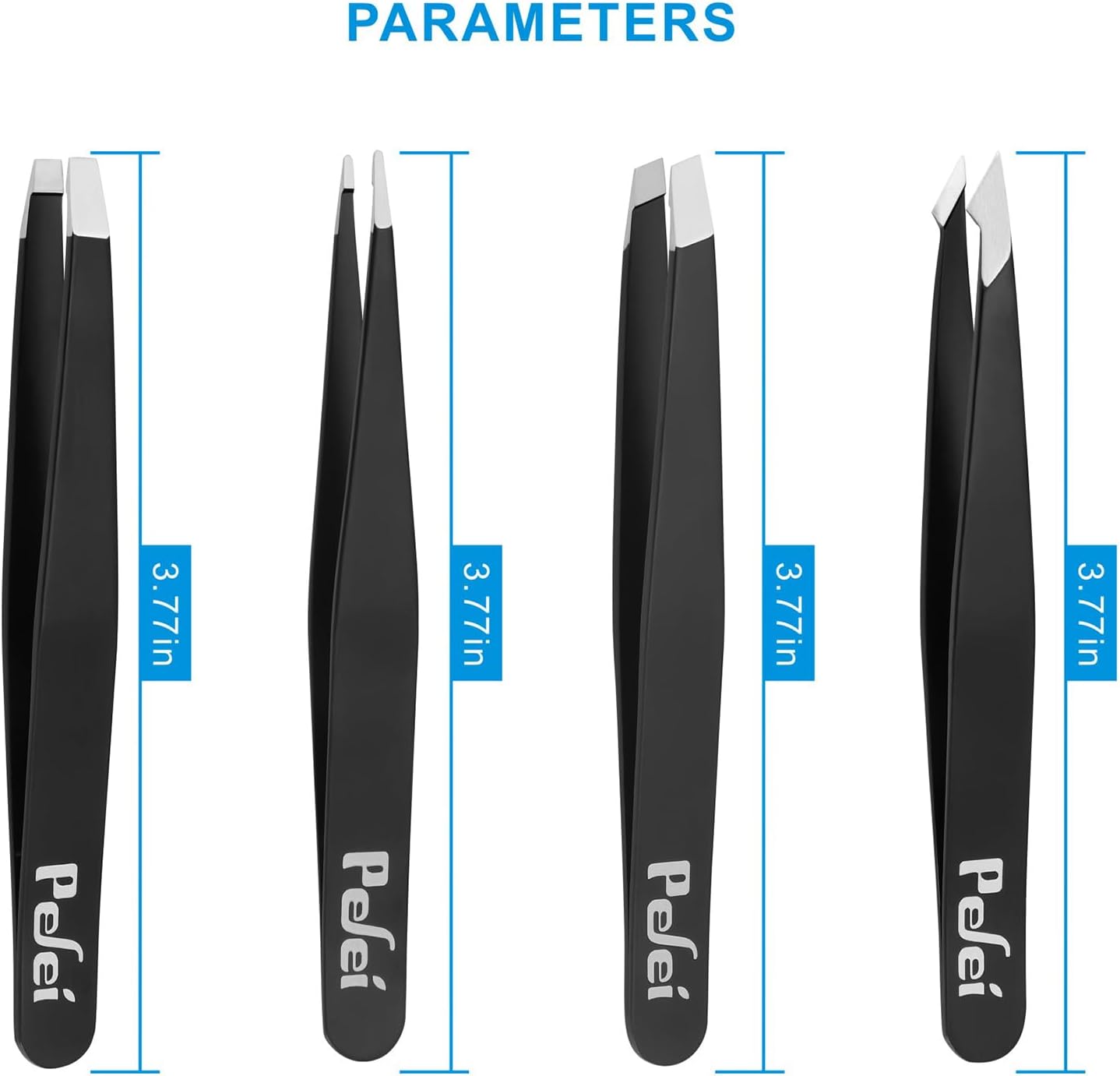 Professional Stainless Steel Tweezers Set - Precision Eyebrow & Facial Hair Removal | Black