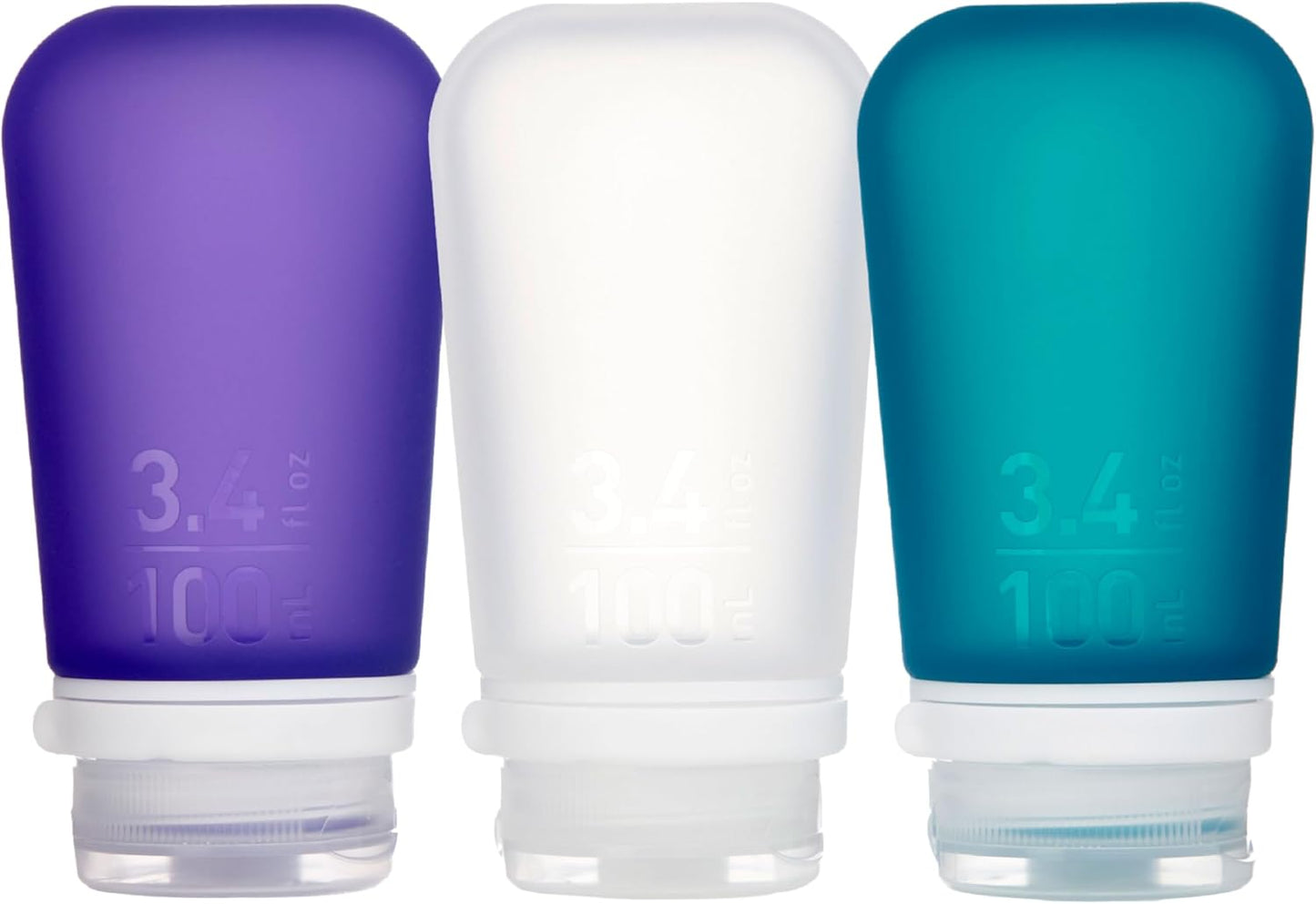 GoToob+ Travel Bottles - Silicone Leak-Proof Toiletry Tubes | 3-Pack Small (1.7 fl oz) - Clear/Green/Blue