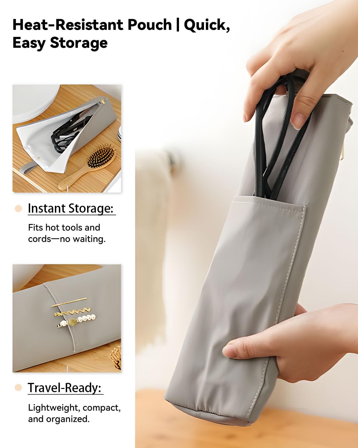 Heat Resistant Travel Bag for Curling Iron & Flat Iron - Hair Tool Organizer for Home & On-the-Go