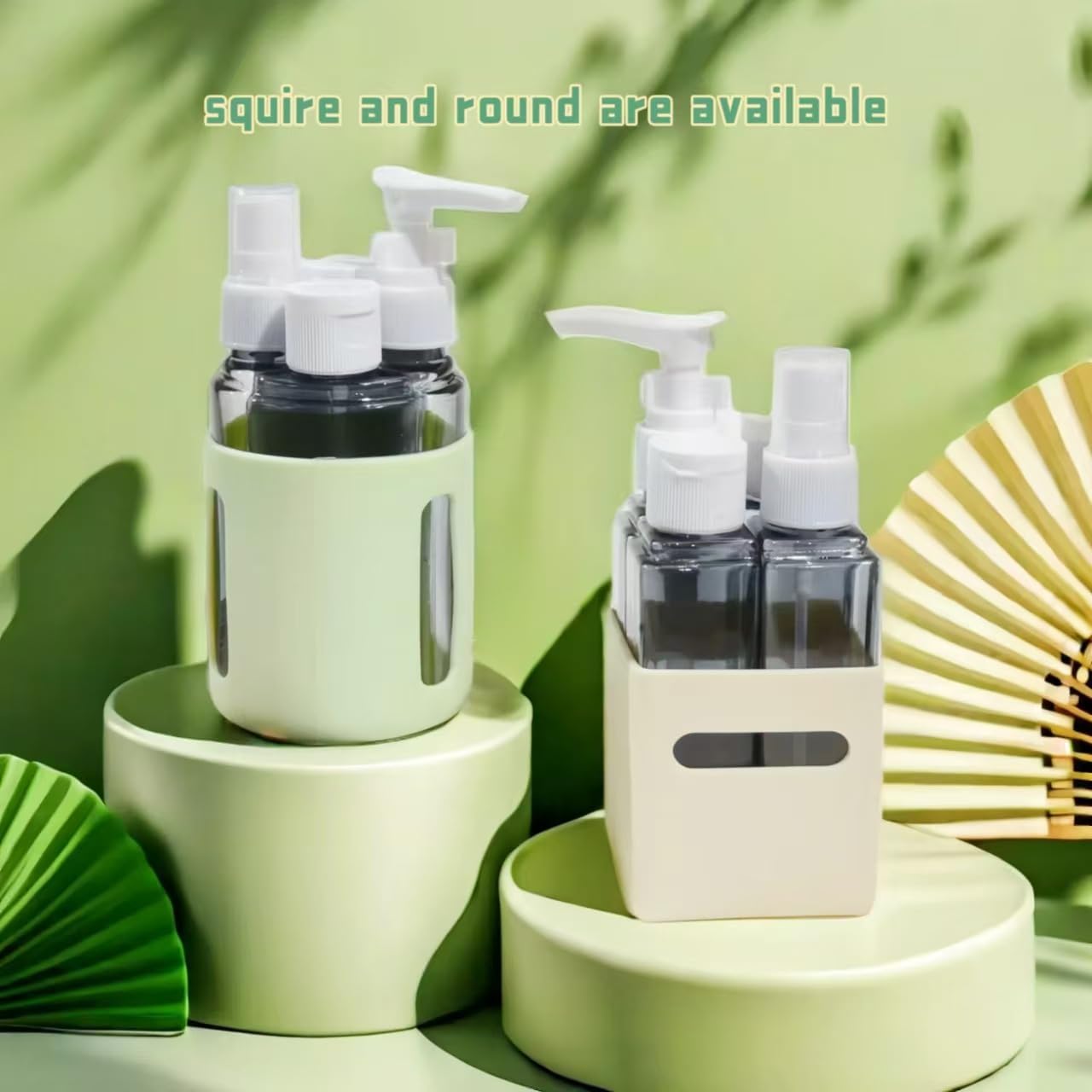 Travel Size Toiletry Dispenser Set - 4 Leak Proof Bottles for Shampoo, Lotion & Conditioner | Green 60ML