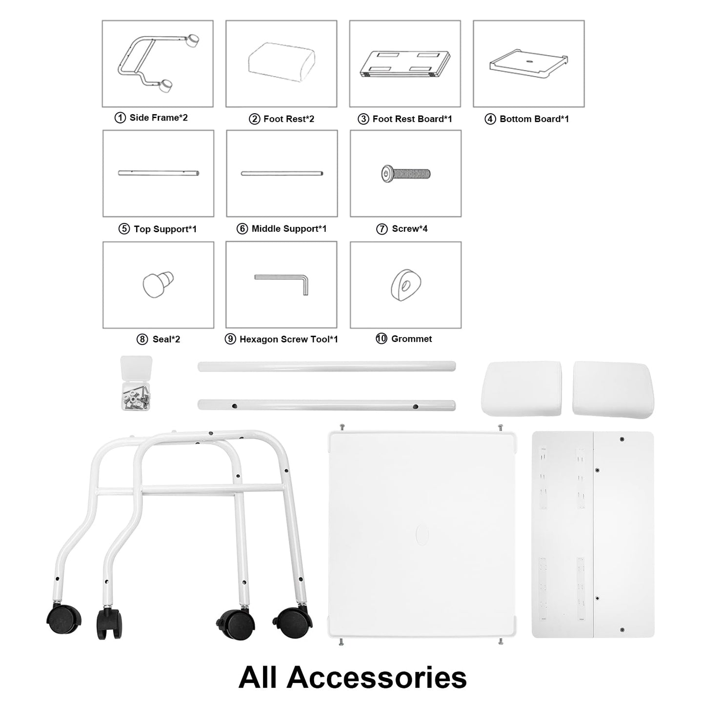 Beauty Salon Nail Or Foot Bath Spa Portable Esthetician Trolley Cart for Foot Rest Pedicure Manicure Funiture Massage Table Salon Supplies 2 Way Use 3 Color Option Elitzia (White)