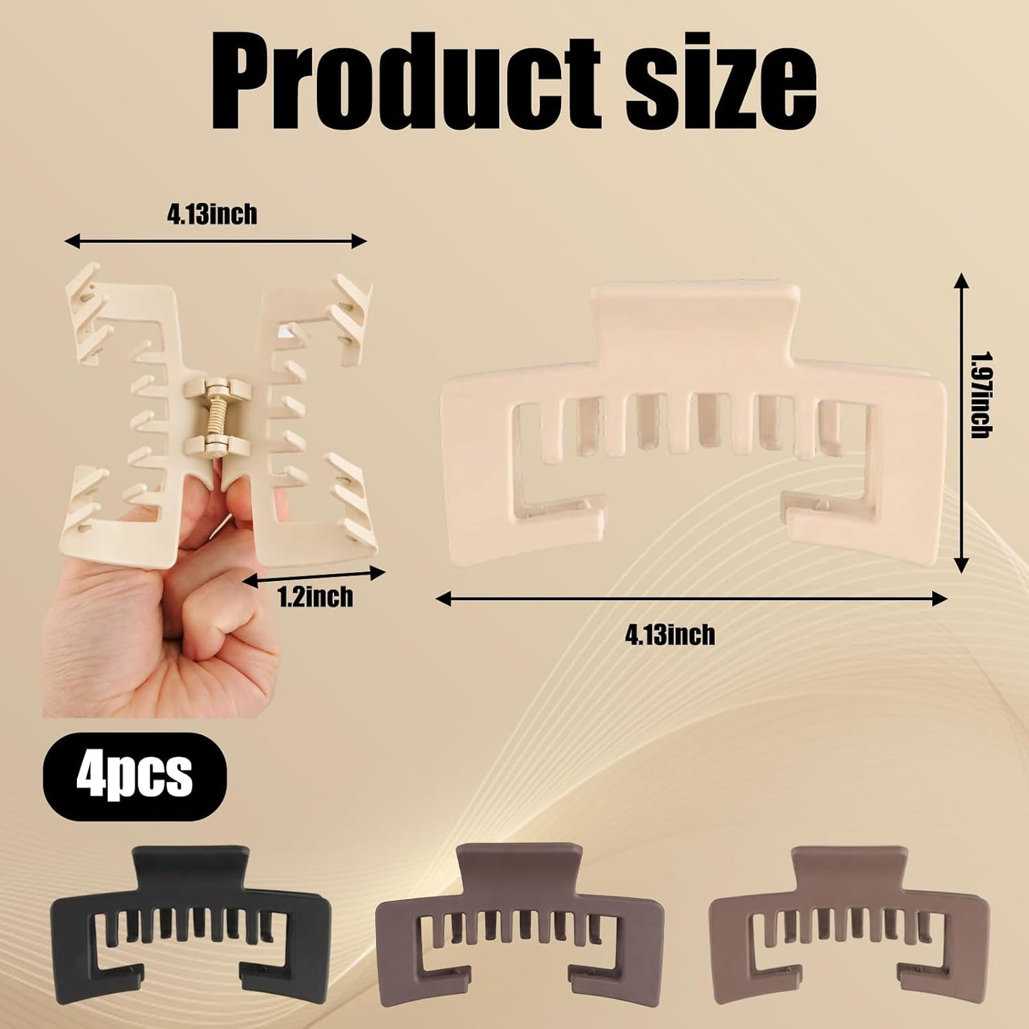 Hair Claw Clip Set - 4 Pack for Baseball Caps | Secure Hold for Thick Hair Styling