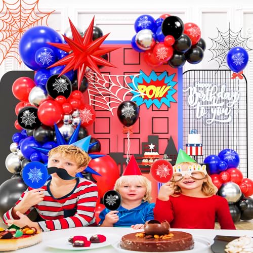 139 Pcs Cartoon Spider Theme Balloon Arch Kit - Party Decorations