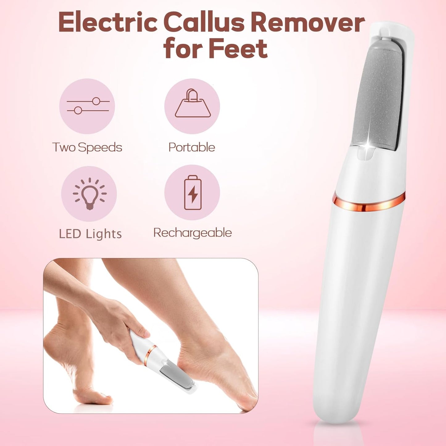 ZABOUL Electric Foot Callus Remover - Rechargeable Pedicure Tool for Smooth Feet Care | Portable & Effective