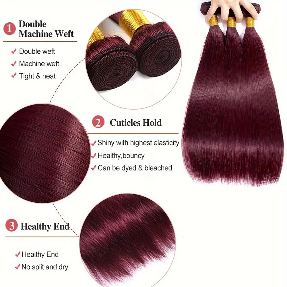 Burgundy Human Hair Bundles 99j Straight Bundles 16 18 20 inch Red Straight Human Hair Bundle Burgundy Straight Bundle
