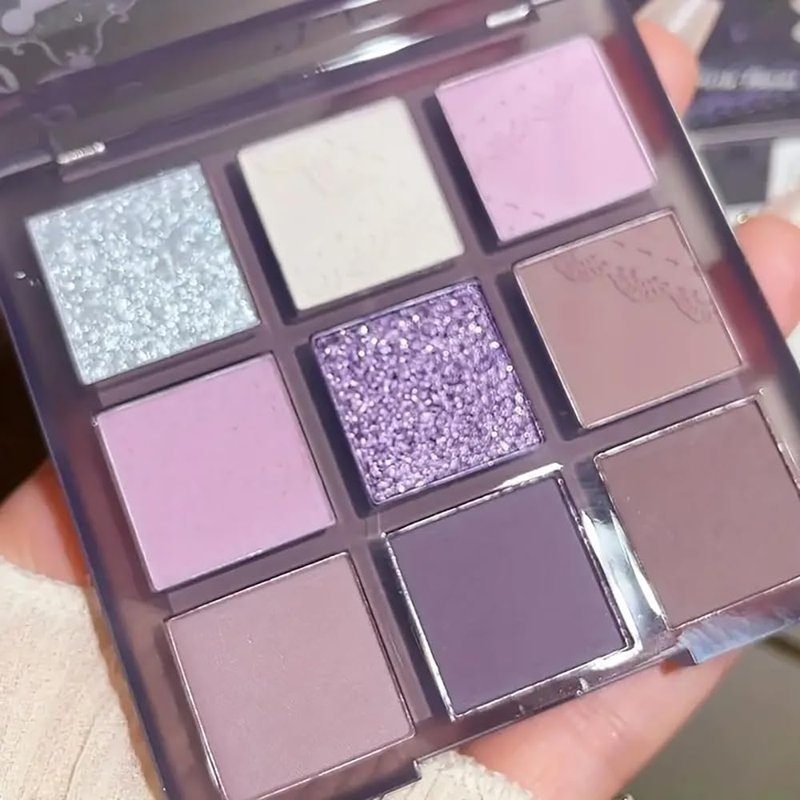 Lavender Whisper Eyeshadow Palette - 9 Blendable Lilac & Purple Shades | Matte & Glitter Finishes for Romantic Looks