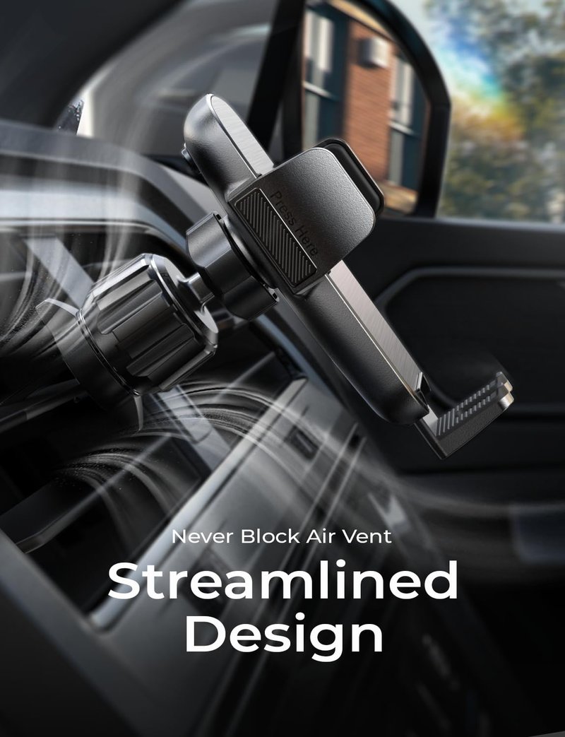 LISEN Car Vent Phone Mount, Upgrade Phone Holders for Your Car Vent Wider Clamp & Metal Hook Phone Holder [Thick Cases Friendly] 360° Rotation, Air Vent Car Phone Mount for iPhone Smartphones Kits