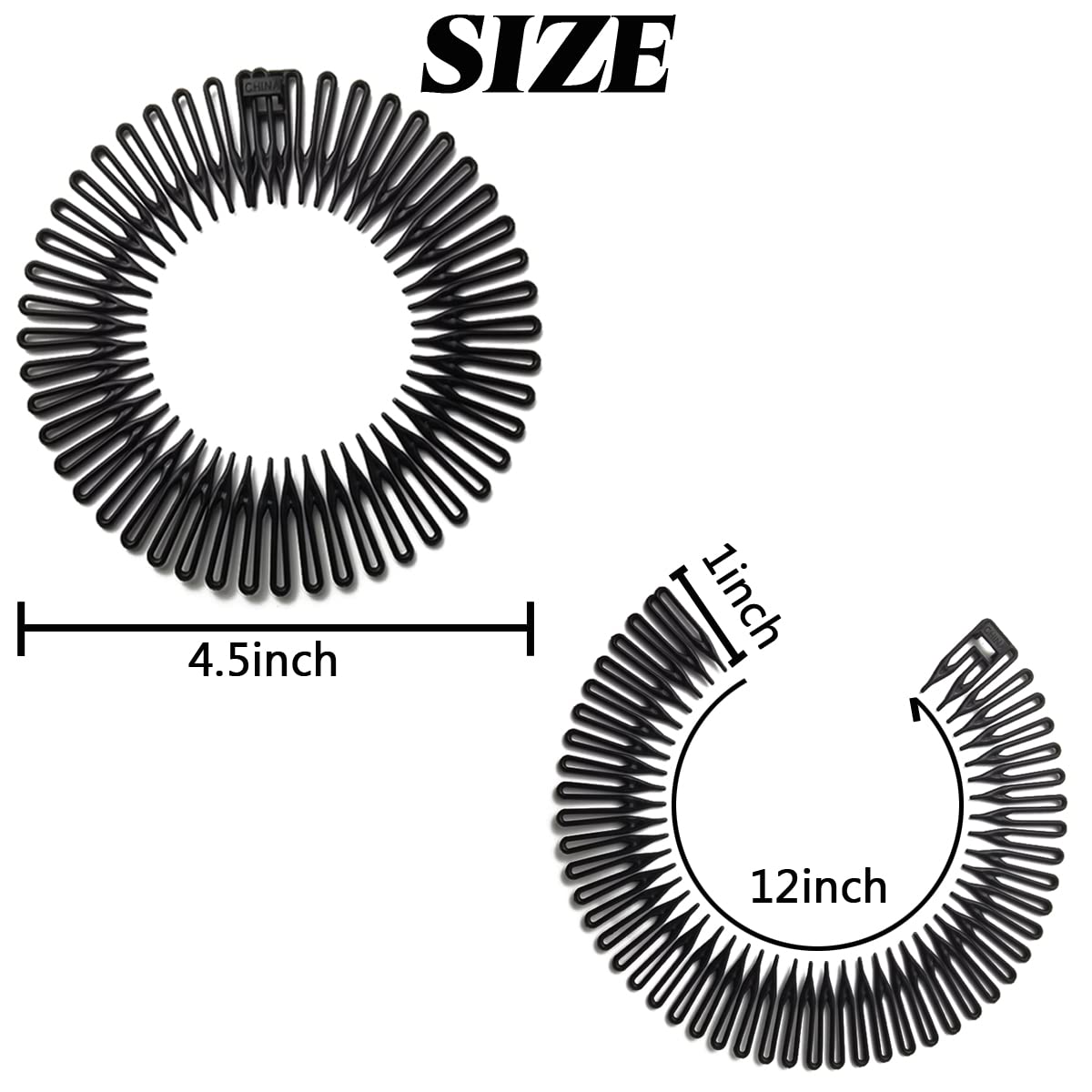 Flexible Plastic Circle Tooth Headbands - 20 Pack Hair Wrap Holders for Women | Girls & Sports Use