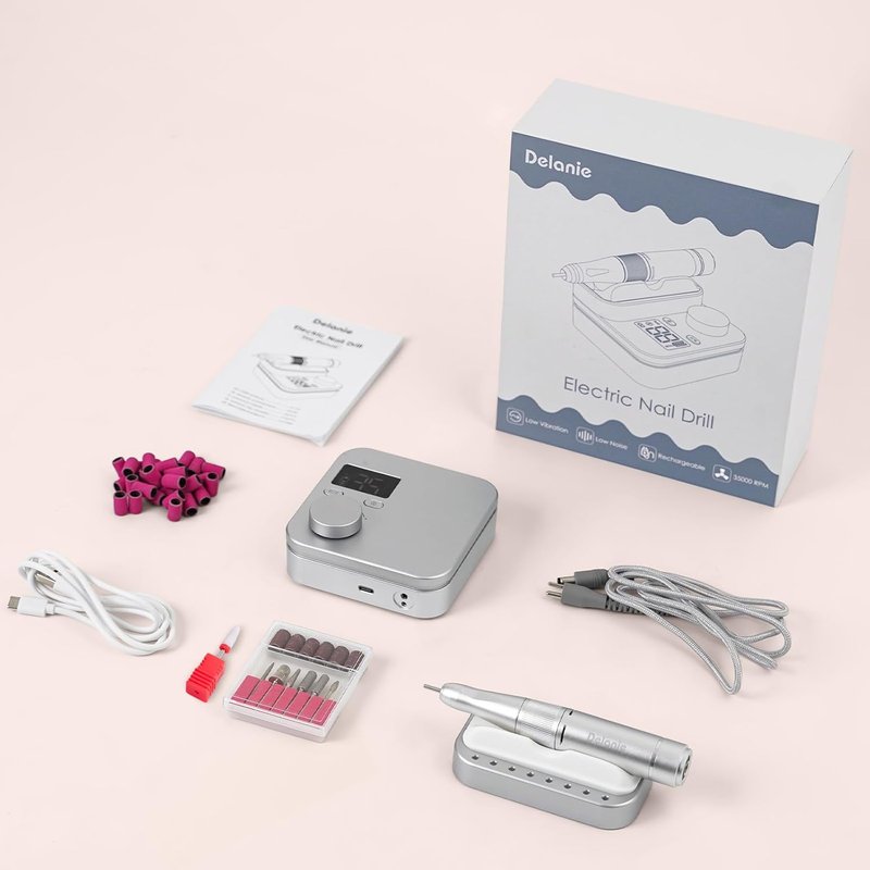Electric Nail Drill Machine - 35000 RPM E File for Professional Nail Care | Rechargeable with Magnetic Handpiece Holder & 7 Bits