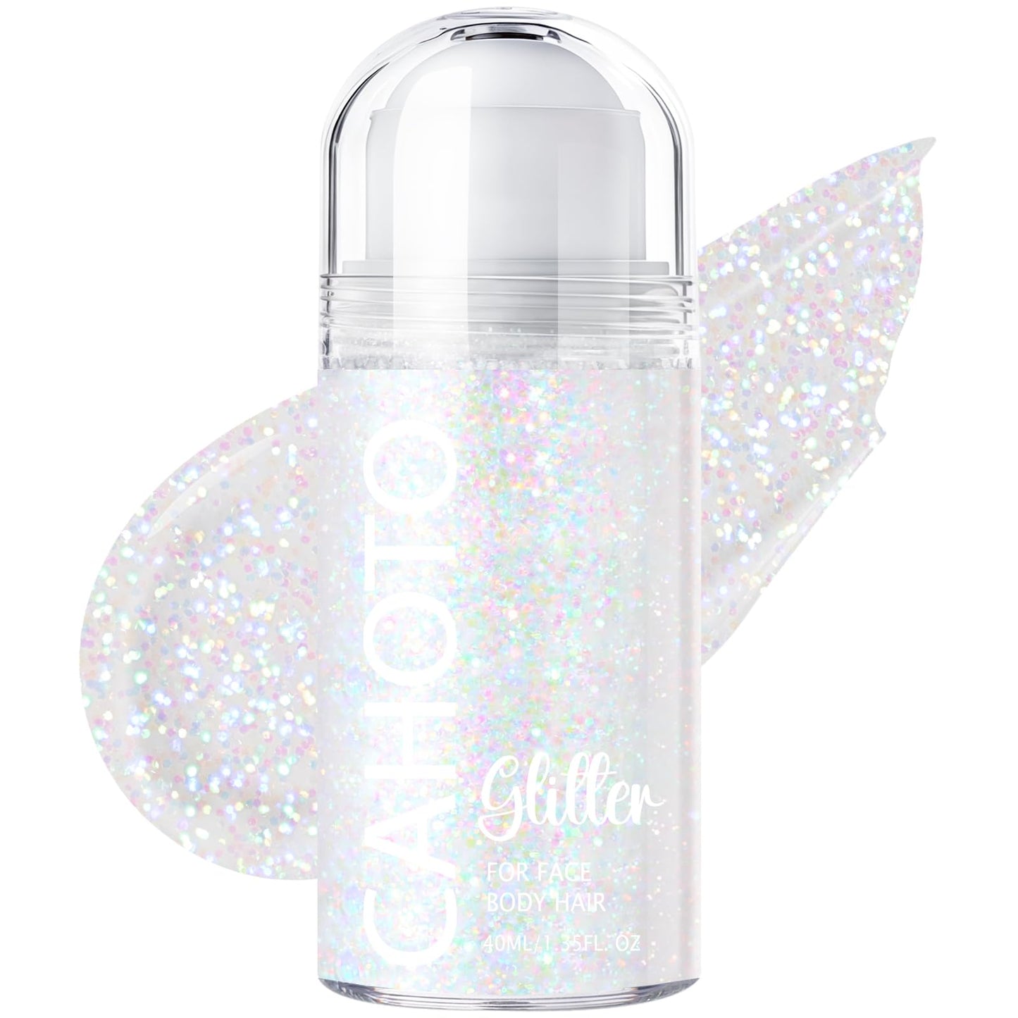 CAHOTO Dazzle Rolling Glitter for Face Body & Hair, Sparkling Holographic Shimmer, Roll-on Sequins for Singer Concert Rave Festival Halloween Party Carnival, 1.35fl.oz