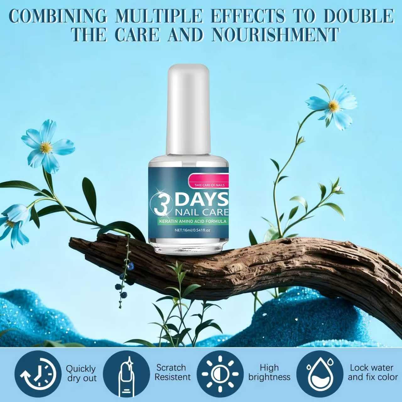 Keratin Nail Treatment - Strengthening & Hydrating for Dry, Weak Nails | 3-Day Repair Formula